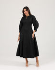 Alara Linen Midi Dress | Noir