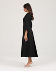 Alara Linen Midi Dress | Noir