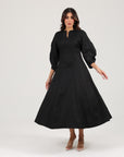 Alara Linen Midi Dress | Noir