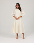 Alara Linen Midi Dress | Pearl White