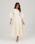Alara Linen Midi Dress | Pearl White