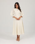 Alara Linen Midi Dress | Pearl White