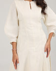 Alara Linen Midi Dress | Pearl White