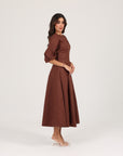Alara Linen Midi Dress | Cocoa
