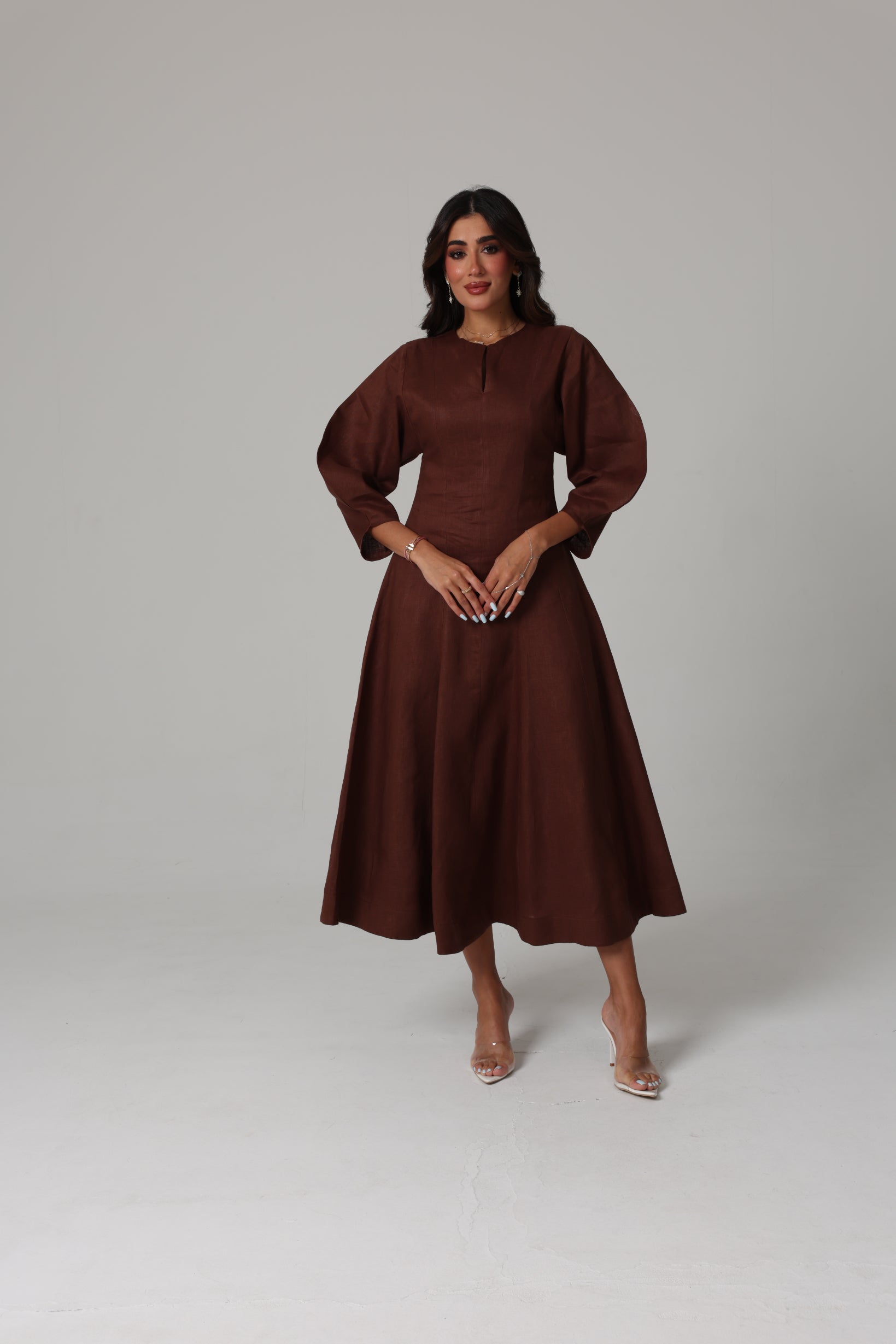 Alara Linen Midi Dress | Cocoa