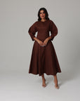 Alara Linen Midi Dress | Cocoa