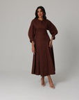 Alara Linen Midi Dress | Cocoa