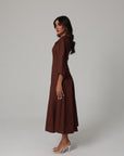 Alara Linen Midi Dress | Cocoa