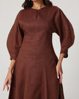 Alara Linen Midi Dress | Cocoa