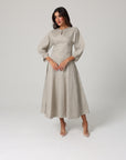 Alara Linen Midi Dress | Dove Grey