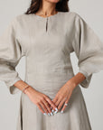 Alara Linen Midi Dress | Dove Grey