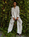 Aura Linen Shirt & Trousers | White