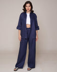Aura Linen Shirt & Trousers | Navy