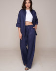 Aura Linen Shirt & Trousers | Navy