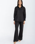 Aura Linen Shirt & Trousers | Noir