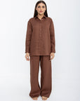 Aura Linen Shirt & Trousers | Cocoa