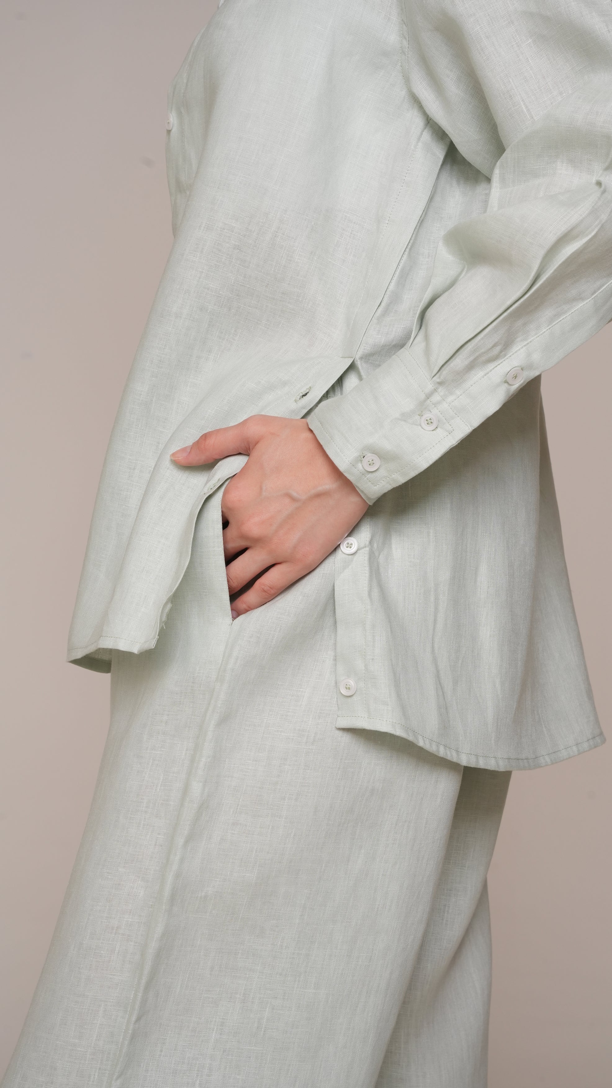 Aura Linen Shirt &amp; Trousers | Mint Green