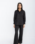 Aura Linen Shirt & Trousers | Noir