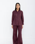 Aura Linen Shirt & Trousers | Burgundy