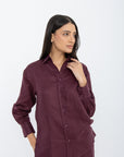 Aura Linen Shirt & Trousers | Burgundy