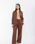 Aura Linen Shirt & Trousers | Cocoa