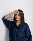 Isla Blouse & Trousers Set | Navy